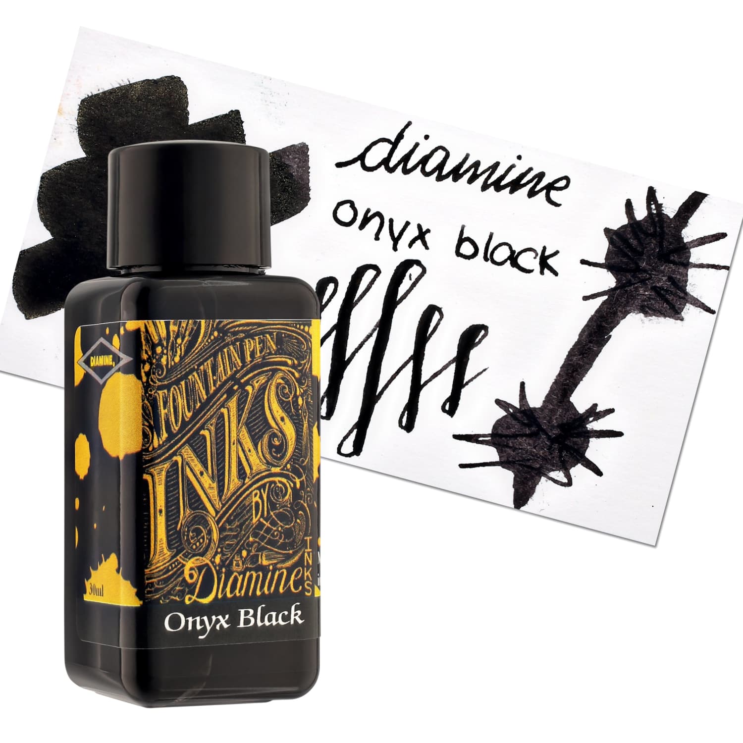 Premium Diamine Onyx Black Bottled Ink - 30ml for Fountain Pens, Calligraphy & Art Projects - Smooth Writing & Vibrant Color