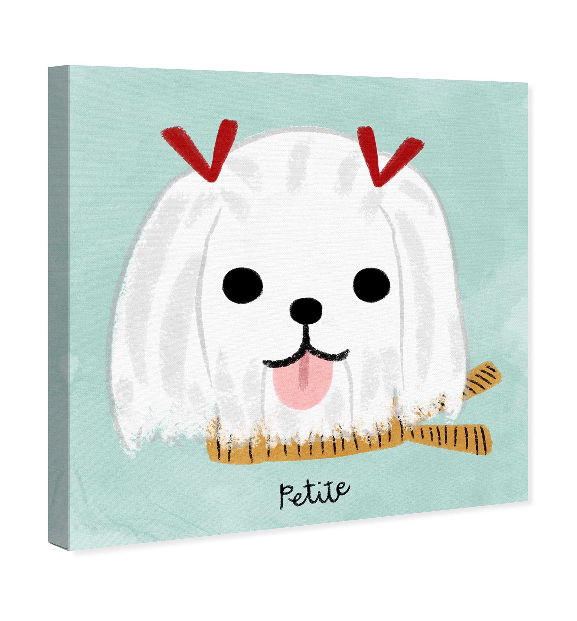 Oliver Gal Artist Co. 'Petite Maltese' Animal Wall Art Canvas Print - 30x30 Inch Green & White Modern Home Decor for Living Room, Bedroom, or Office
