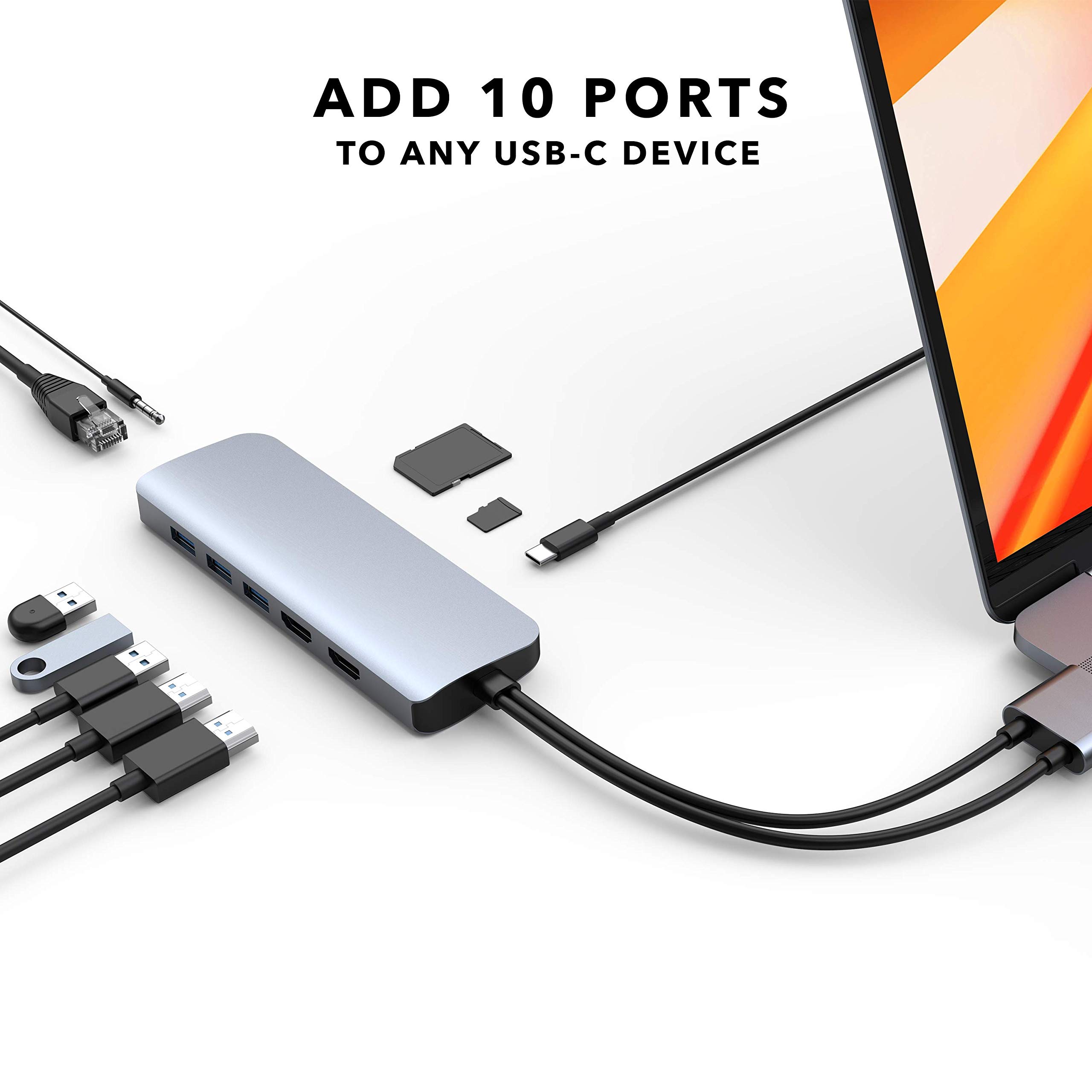 TOTU 9-in-1 USB C Hub Docking Station with Triple Display, Dual 4K HDMI, VGA, 100W PD Charging, 3 USB 3.0 Ports & TF/SD Card Reader - Compatible with MacBook Pro/Air & Type-C Laptops - Perfect for Home Office, Gaming & Multi-Tasking