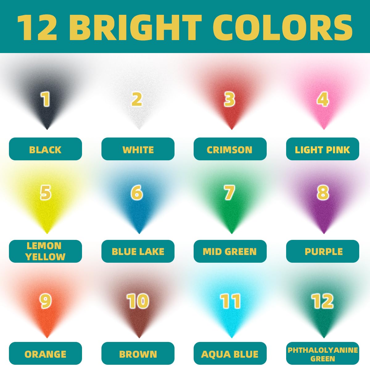 OPHIR 12-Color Acrylic Airbrush Paint Set for Models, Shoes & Leather - 1.05oz Water-Based Paints (Easy Clean with Water/Alcohol) - Perfect for DIY Crafts, Cosplay & Custom Design Projects