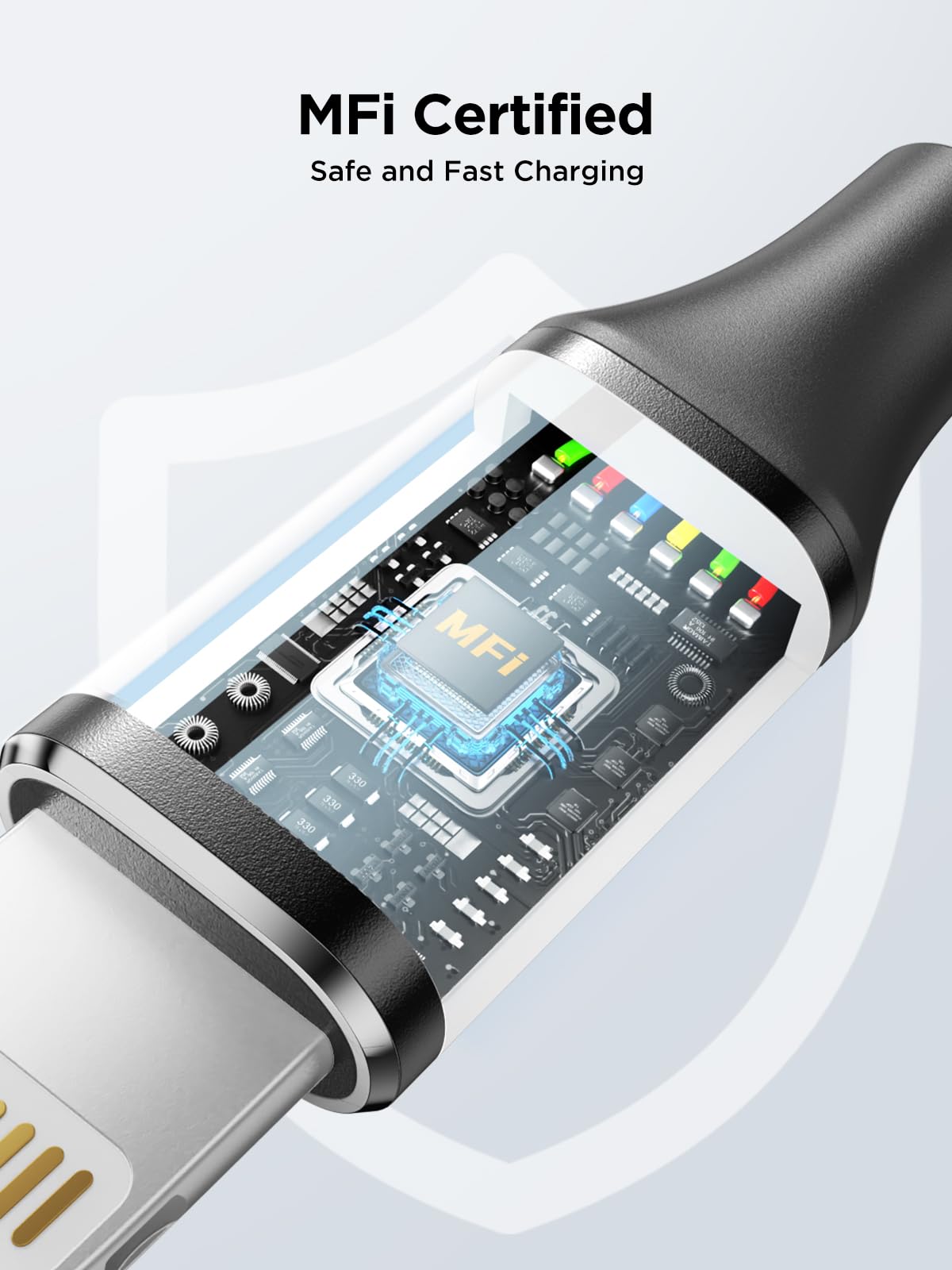 3-Pack MFi Certified iPhone Charger Cable - 2M Lightning Cable, Nylon Braided Fast Charging Cord for iPhone 14/13/12/11 Pro Max/XS/XR/X/8/7/6 Plus/5/5s/SE - Durable USB Charging Lead for Home, Office & Travel