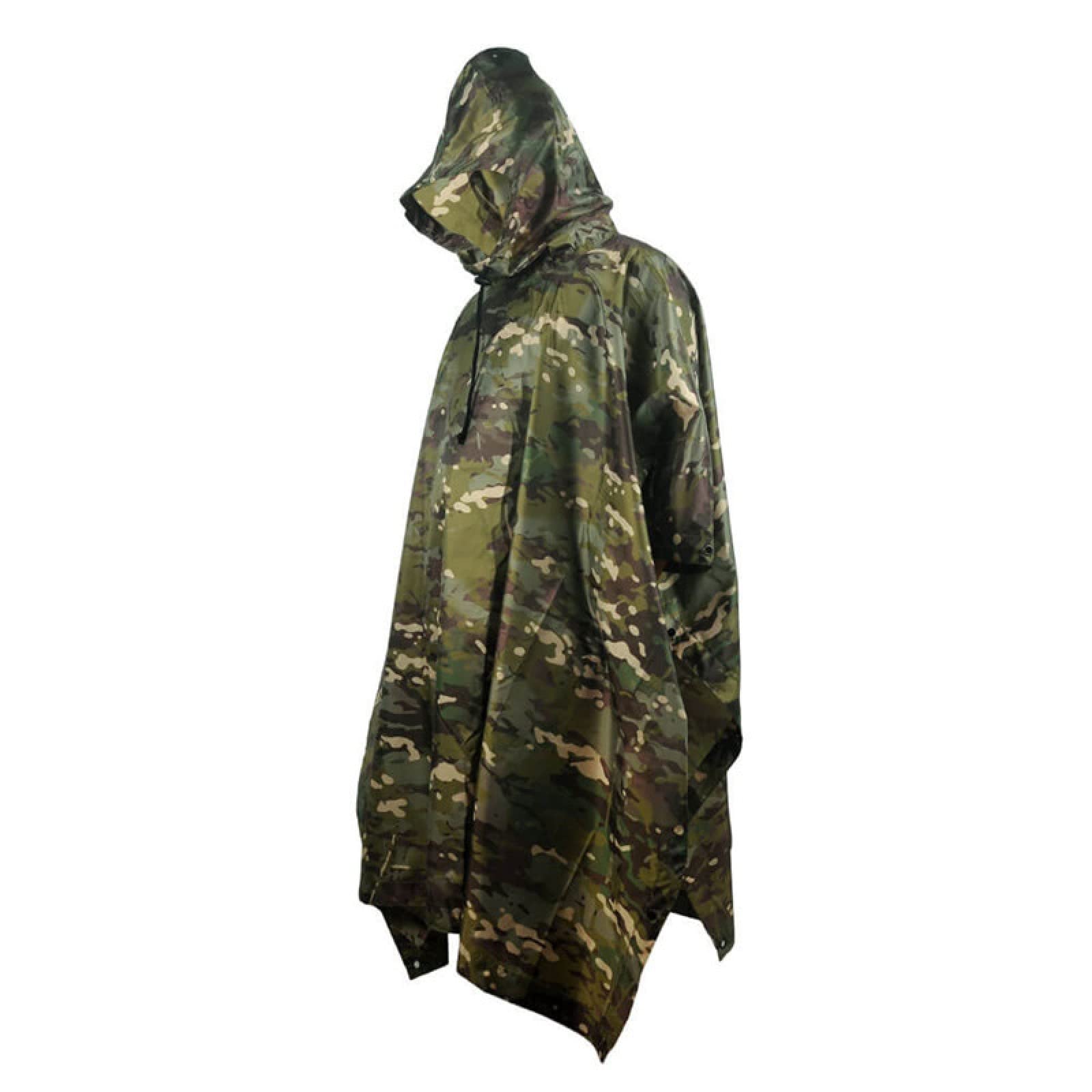 Waterproof Rain Poncho for Outdoor Camping & Hiking - Lightweight Reusable Rainwear with Hood - Snow Camo Design - Perfect for Travel, Festivals & Emergency Weather Protection (One Size)