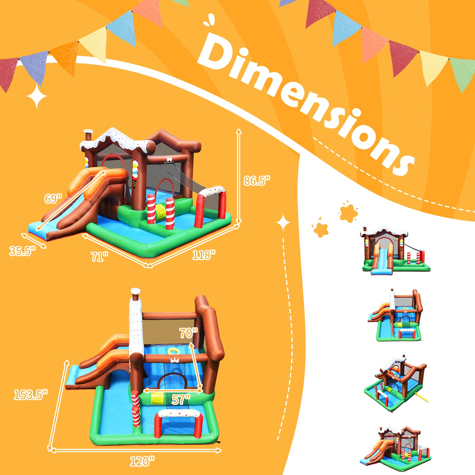 **HONEY JOY 6-in-1 Inflatable Water Slide for Kids & Adults - Giant Blow Up Bouncy Water Park with Crawl Tunnel, Outdoor Water Bounce House, Backyard Summer Fun (Blower Not Included) - Perfect for Birthday Parties, Family Gatherings, and Outdoor Play**