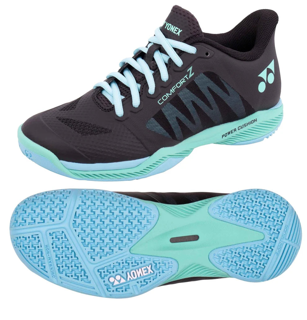 Yonex Power Cushion Comfort Z3 Women's Badminton Shoes - Lightweight Support & Shock Absorption for Indoor Court Sports (Black/Mint) - Perfect for Badminton, Tennis & Squash Players