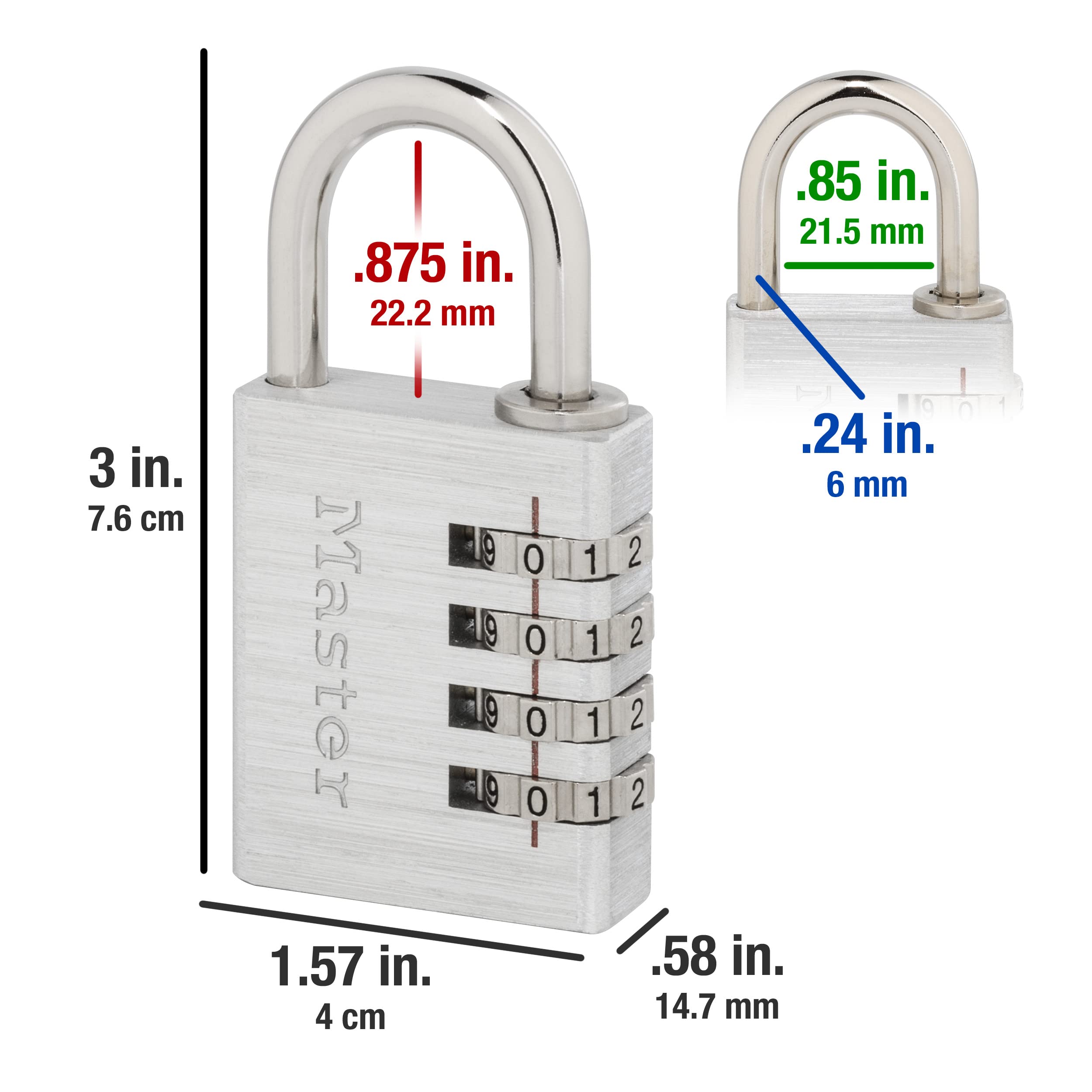 Master Lock Set Your Own Combination Padlock - 4 Pack, Silver 643EC4 | Keyless Security Locks for Gym Lockers, School Lockers, Backpacks & Travel Luggage