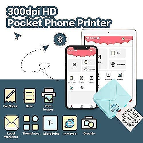 Phomemo M02S Portable Bluetooth Thermal Printer - Compact Photo Printer for iOS & Android with 3 Rolls Transparent White Paper | Perfect for Planning Journals, Study Notes, Art Projects, Office Work & Gift Giving | Ideal for Students, Artists & Professionals On-the-Go