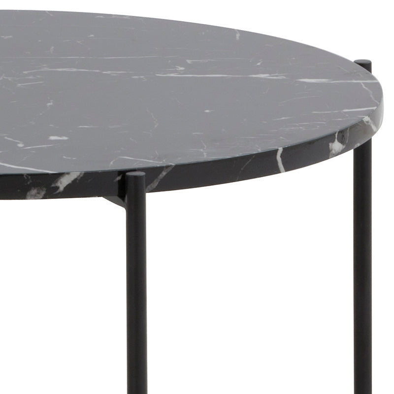 JADEN Large Side Table - 60cm Modern End Table in Black & White for Living Room, Bedroom & Office Decor