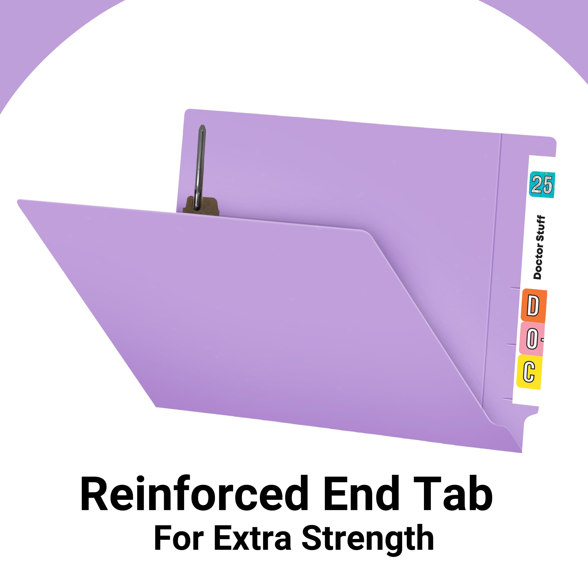 Premium Lavender File Folders - Letter Size, 14pt Stock, Reinforced End Tab with 2