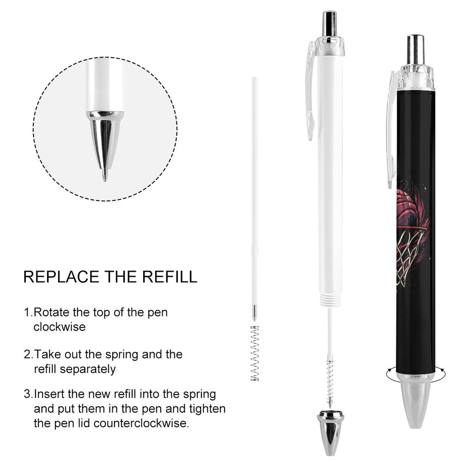 Basketball-Themed Retractable Ballpoint Pen - Smooth Writing Office & Work Pens for Men & Women - Perfect for Gifts, School, Office & Sports Fans
