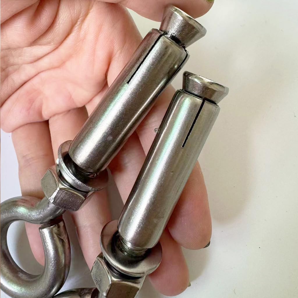 4 Pack Heavy Duty M10 Stainless Steel Shoulder Eye Bolts with Nut - Wall Ceiling Concrete Anchors for Lifting, Masonry, and Outdoor Construction Projects