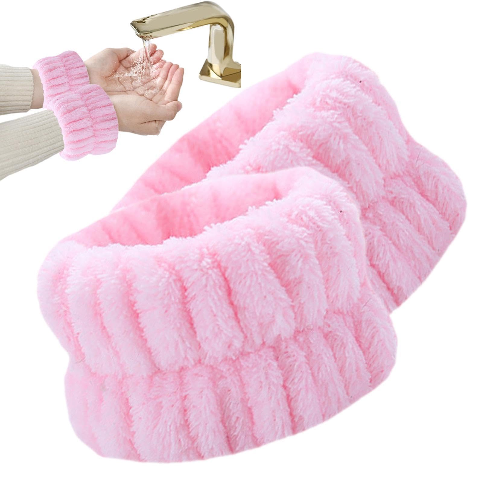 Fluffy Spa Wristbands - Soft Coral Fleece Wrist Towels for Face Washing, Yoga & Exercise | Absorbent Multipurpose Wrist Bands for Women, Hair Ties & Skincare | Perfect for Gym, Spa & Daily Beauty Routine