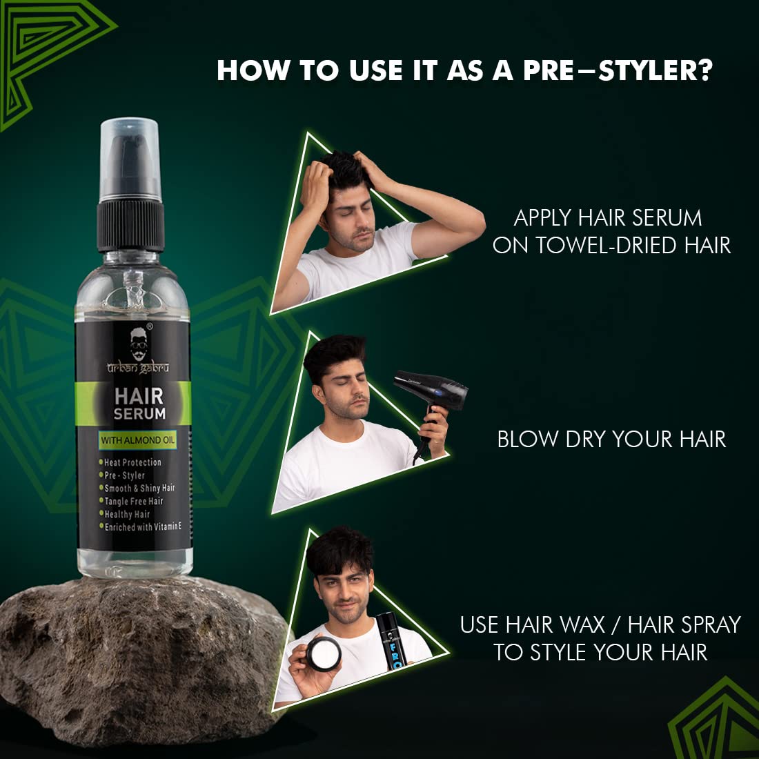 Urbangabru Hair Volumizing Powder Wax (10g) & Hair Serum (100ml) - Styling Combo Kit for Thicker, Fuller Hair - Perfect for Daily Styling, Special Occasions & Volume Boost