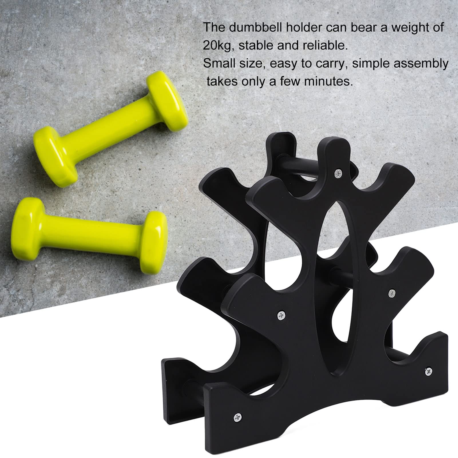 3-Tier Dumbbell Rack Weight Stand - 20kg Capacity, Easy Assembly PP Material for Home Gym - Perfect for Dumbbell Storage & Organization in Garage, Basement or Fitness Room
