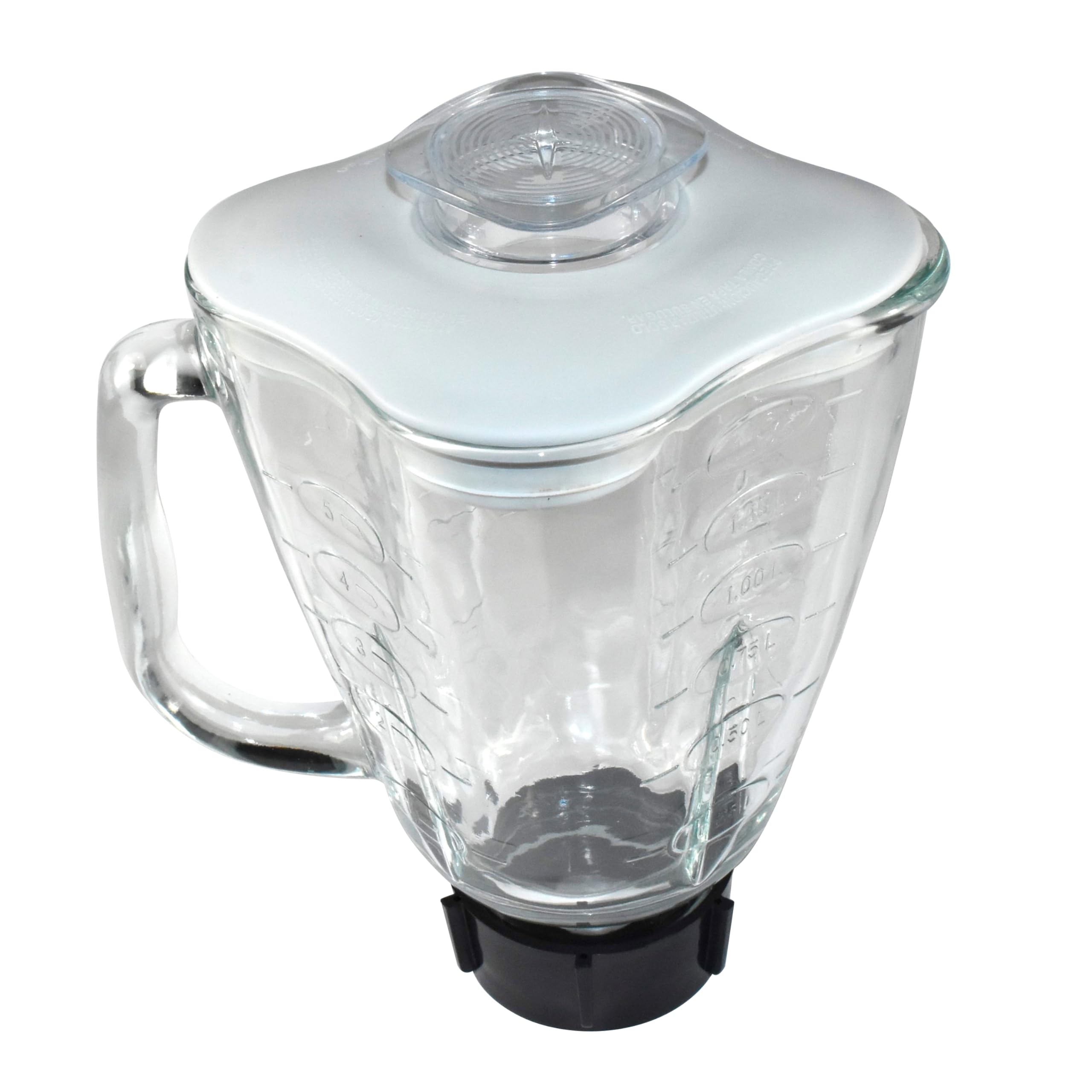 HQRP 1.75L Glass Jar Replacement for Oster Osterizer Blender - Compatible with Models 004954-011-090, 014709-156-000, 004902-003-NP0, 084036000000 - 0.46 Gallon Capacity with White Lid - Perfect for Smoothies, Juices & Food Prep