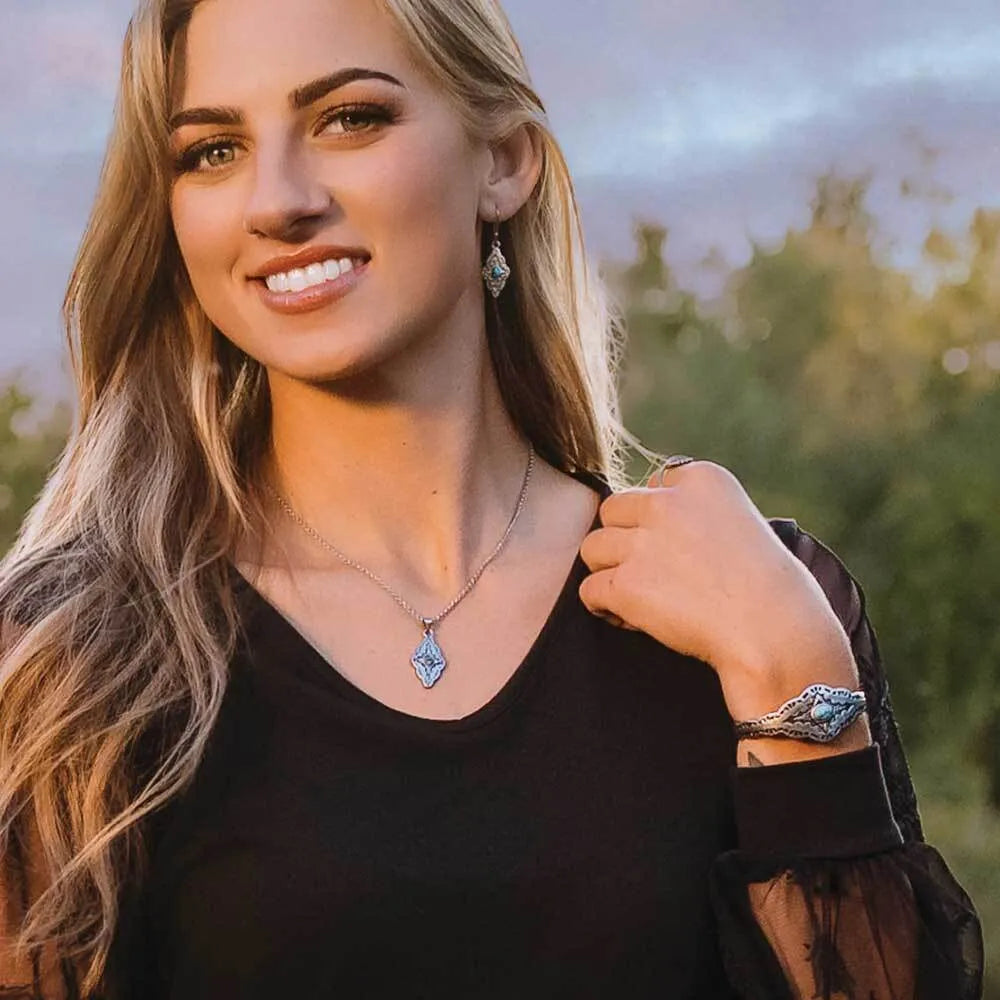 Montana Skies Turquoise Cuff Bracelet for Women | Handmade Sterling Silver Boho Jewelry | Perfect for Festivals, Weddings & Everyday Wear