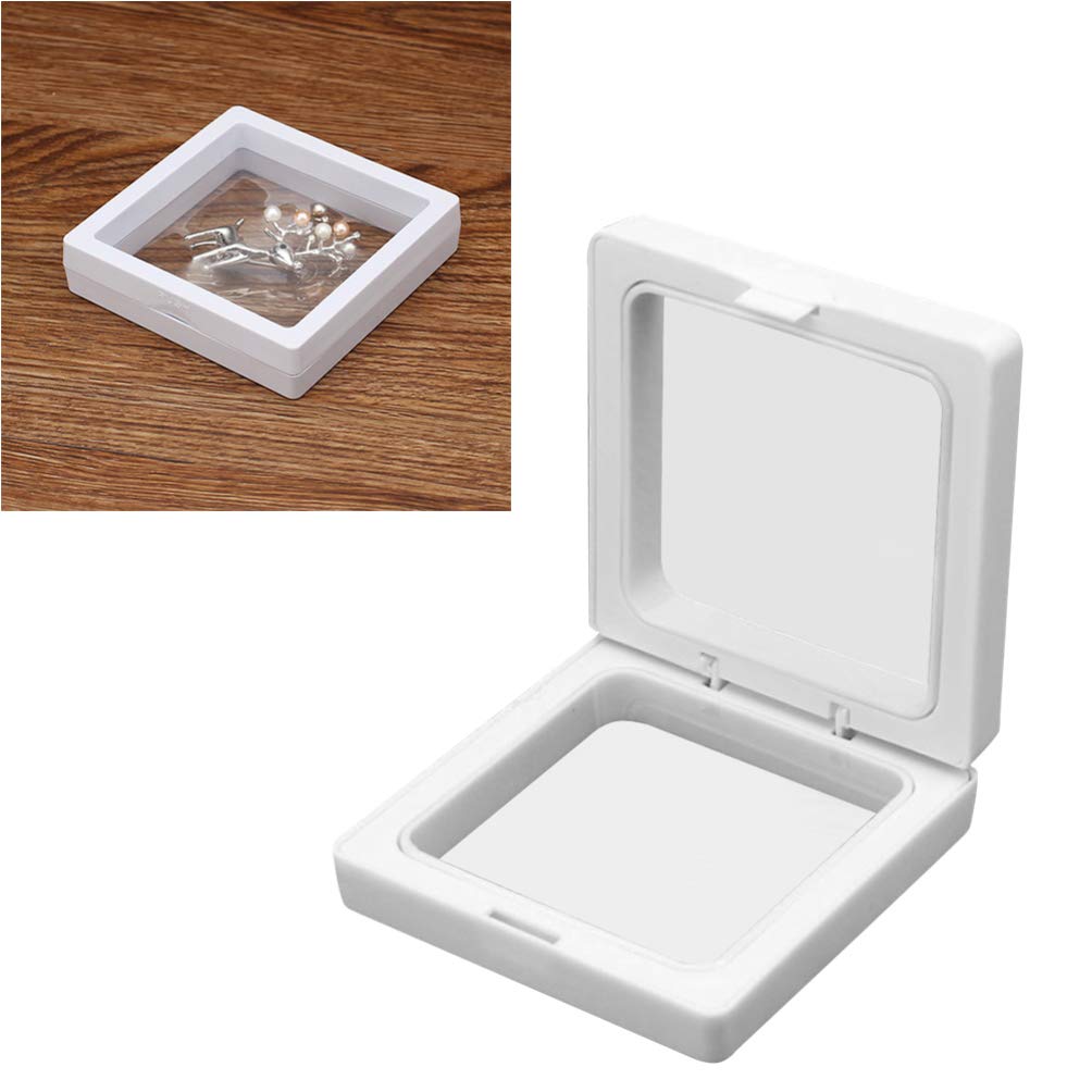 Cabilock 4-Piece Large Jewelry Display Case with Floating Tank - Premium White Jewelry Organizer Box for Necklaces, Rings & Earrings - Perfect for Wedding, Retail Store & Home Storage