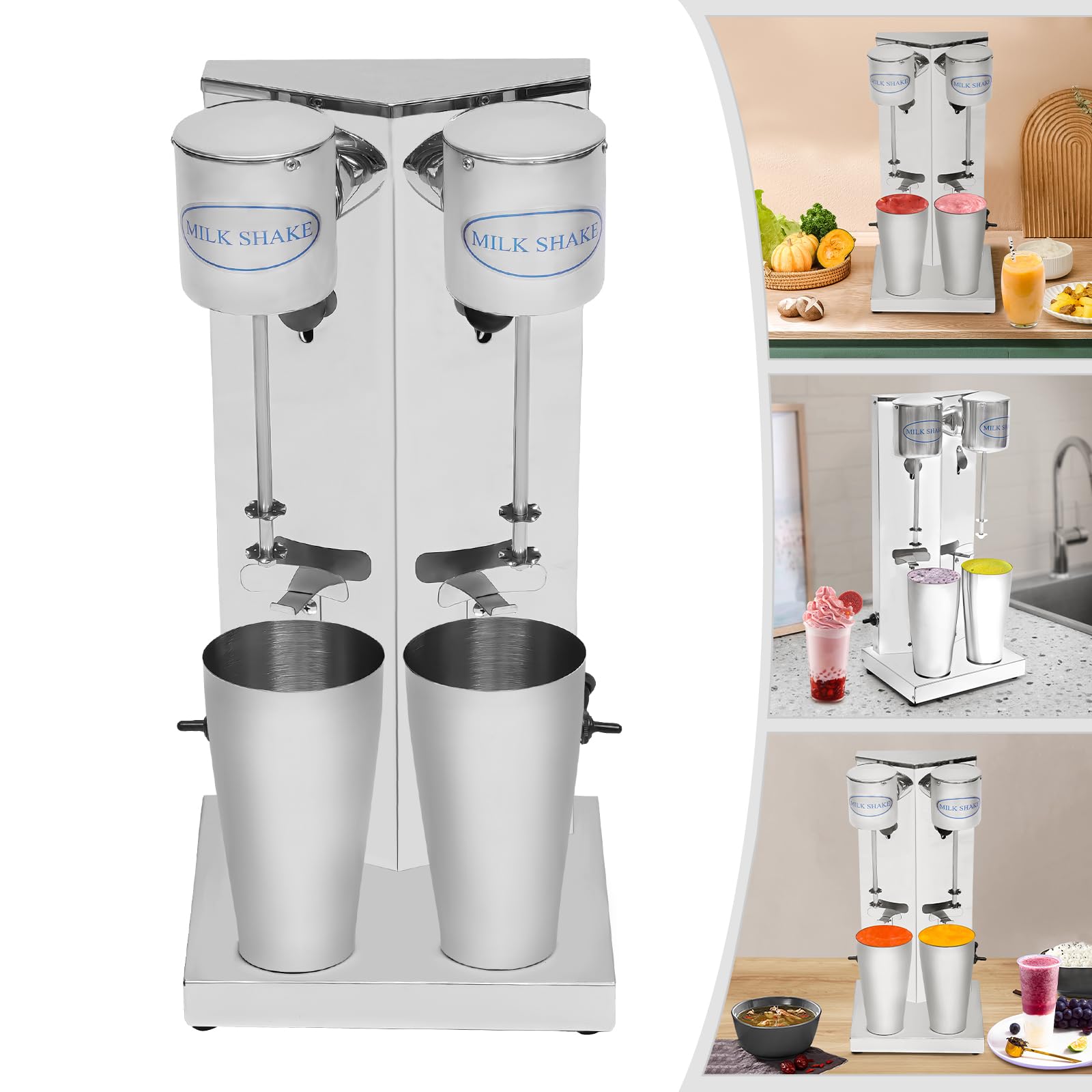Commercial Double Head Milk Shake Machine 180W x 2 - Stainless Steel Protein Shake & Smoothie Mixer for Gym, Restaurant, Cafe, or Home Use - Perfect for Making Protein Shakes, Fruit Smoothies, and Healthy Drinks