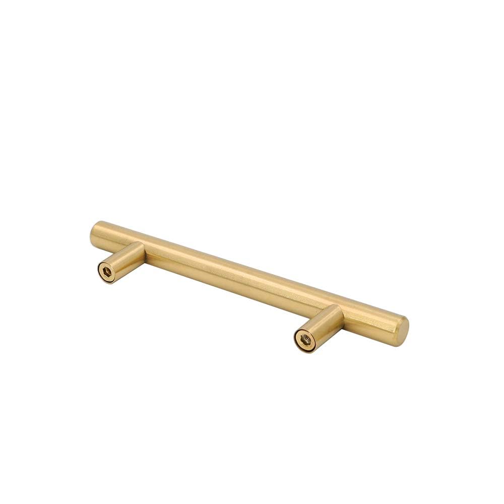 3.75 Inch Stainless Steel Cabinet Drawer Handles - 24 Pack Brushed Brass Dresser Pulls LH201GD for Modern Furniture | Kitchen Cabinets, Bathroom Vanities, Office Storage & Wardrobe Drawers