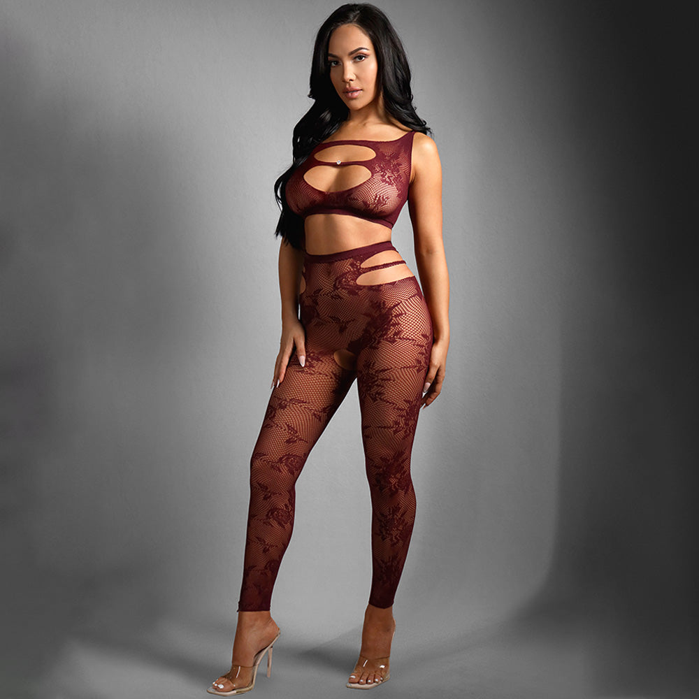 Fantasy Lingerie Set - Sheer Undivided Attention Top & Sexy Crotchless Leggings for Women | Romantic Date Night & Boudoir Photography