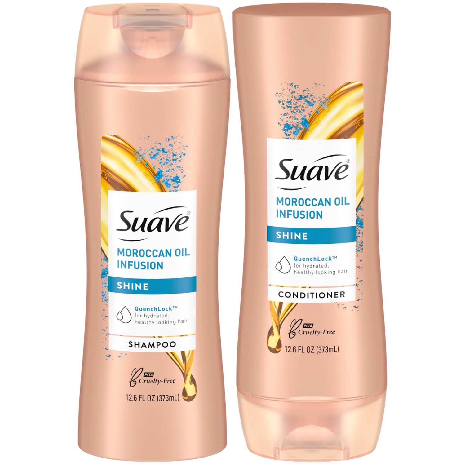 Suave Moroccan Oil Infusion Shampoo & Conditioner Set with Argan Oil - 12.6 Oz for Damaged, Dry Hair Repair, Shine & Healthy Hair Care (2-Piece) - Perfect for Daily Hydration & Salon-Quality Results at Home