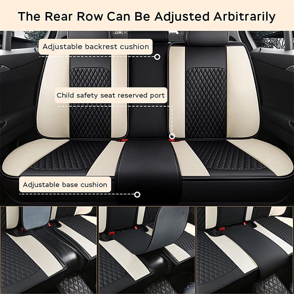 Premium PU Leather Front & Rear Seat Covers for Hyundai Santa Cruz - Waterproof, Comfortable & Stylish Black/Beige Car Seat Protectors - Perfect for Daily Commute, Road Trips & Outdoor Adventures