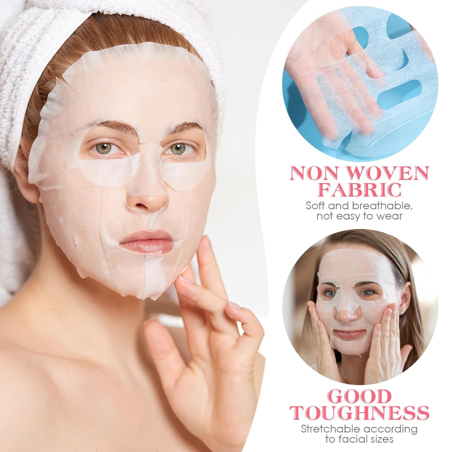 40 Pcs Compressed Facial Mask Sheets | Pre-Cut Non-Woven Fiber Paper | Natural Spa Skin Care for Women & Girls | Hydrating Facial Cream Application | Perfect for At-Home Spa & Beauty Routine