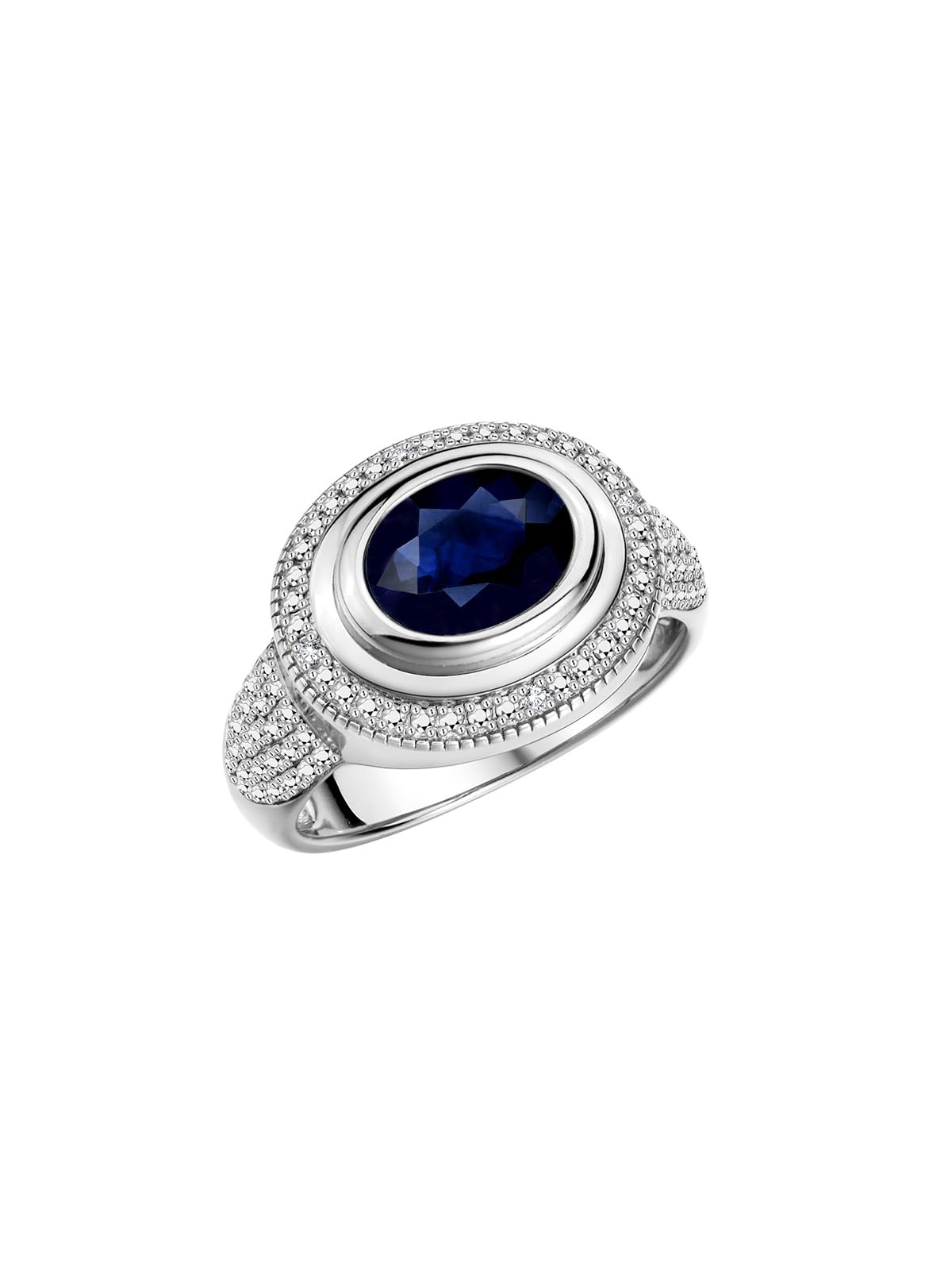 Rylos Simply Elegant Blue Sapphire & Diamond Ring - September Birthstone Jewelry for Women, Perfect for Anniversary Gifts, Engagement Rings & Special Occasions
