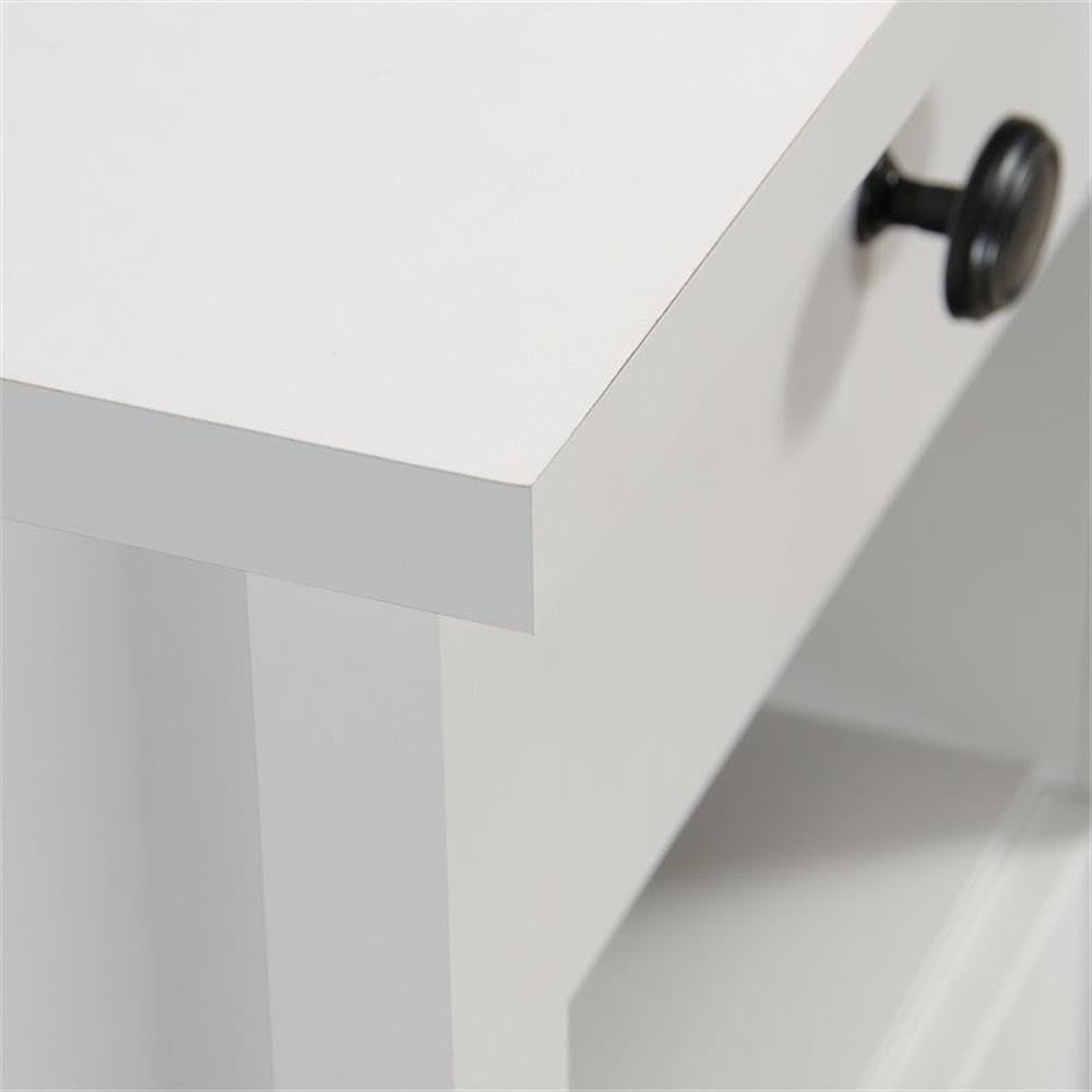 Pemberly Row L-Shaped Coastal Computer Desk - Engineered Wood, Soft White Finish - Perfect for Home Office, Gaming & Small Space Workstations