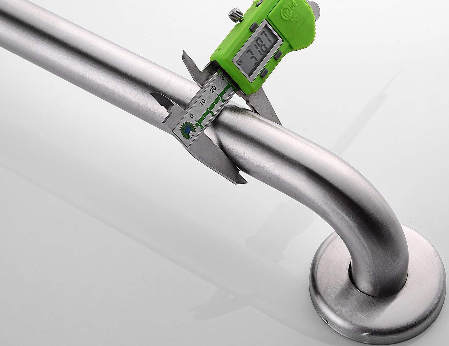Stainless Steel Grab Bar with Slide Rail - Brushed Nickel Shower Safety Handle with Handheld Shower Head & 5ft Hose - Ideal for Elderly Bathroom Safety & Accessible Shower Installations