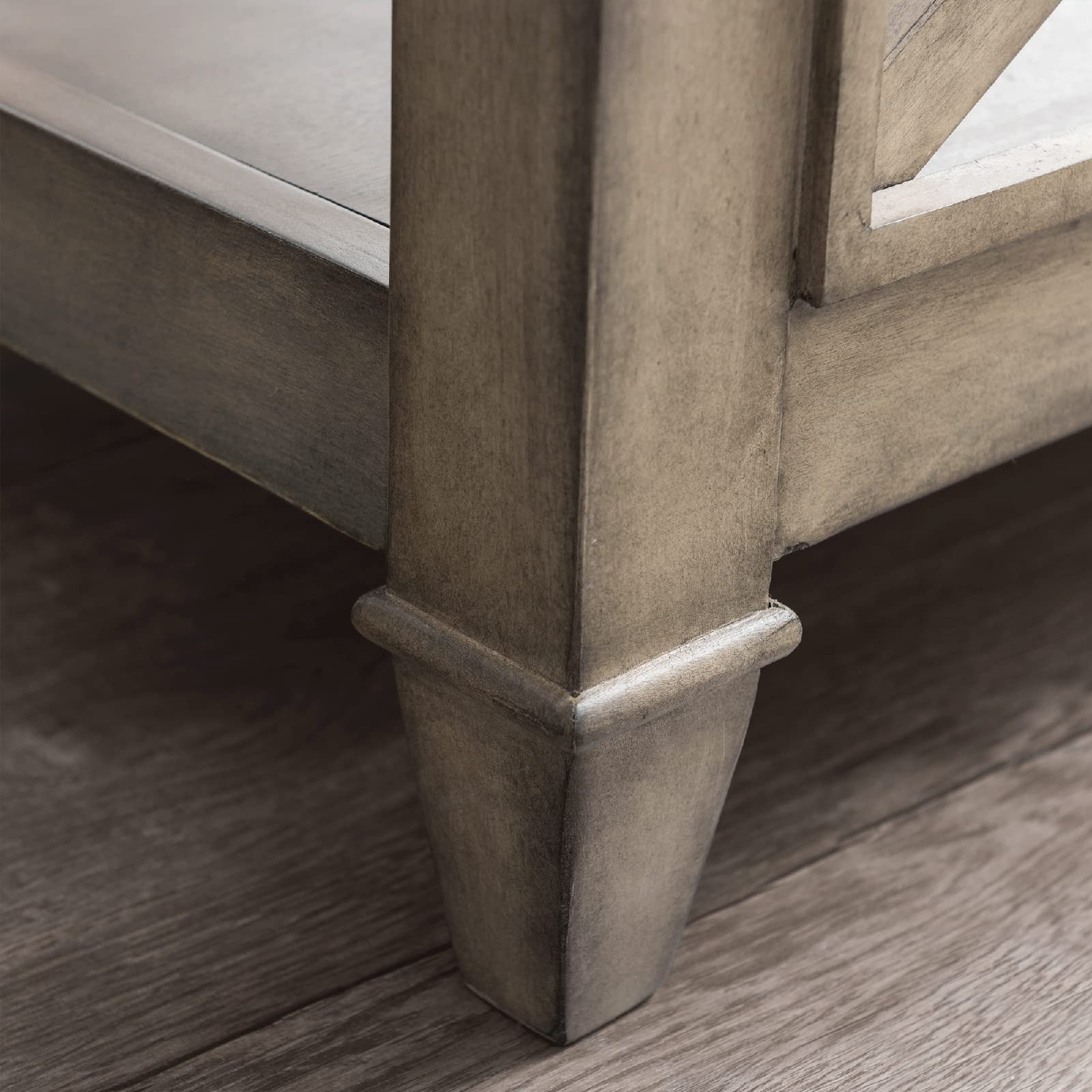 Solid Wood Coffee Table with Tempered Glass Top - 45.5