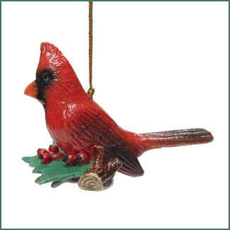 Northern Rose Porcelain Cardinal Bird on Holly Christmas Ornament - Handmade Holiday Decor for Tree, Gift, and Festive Home Decoration