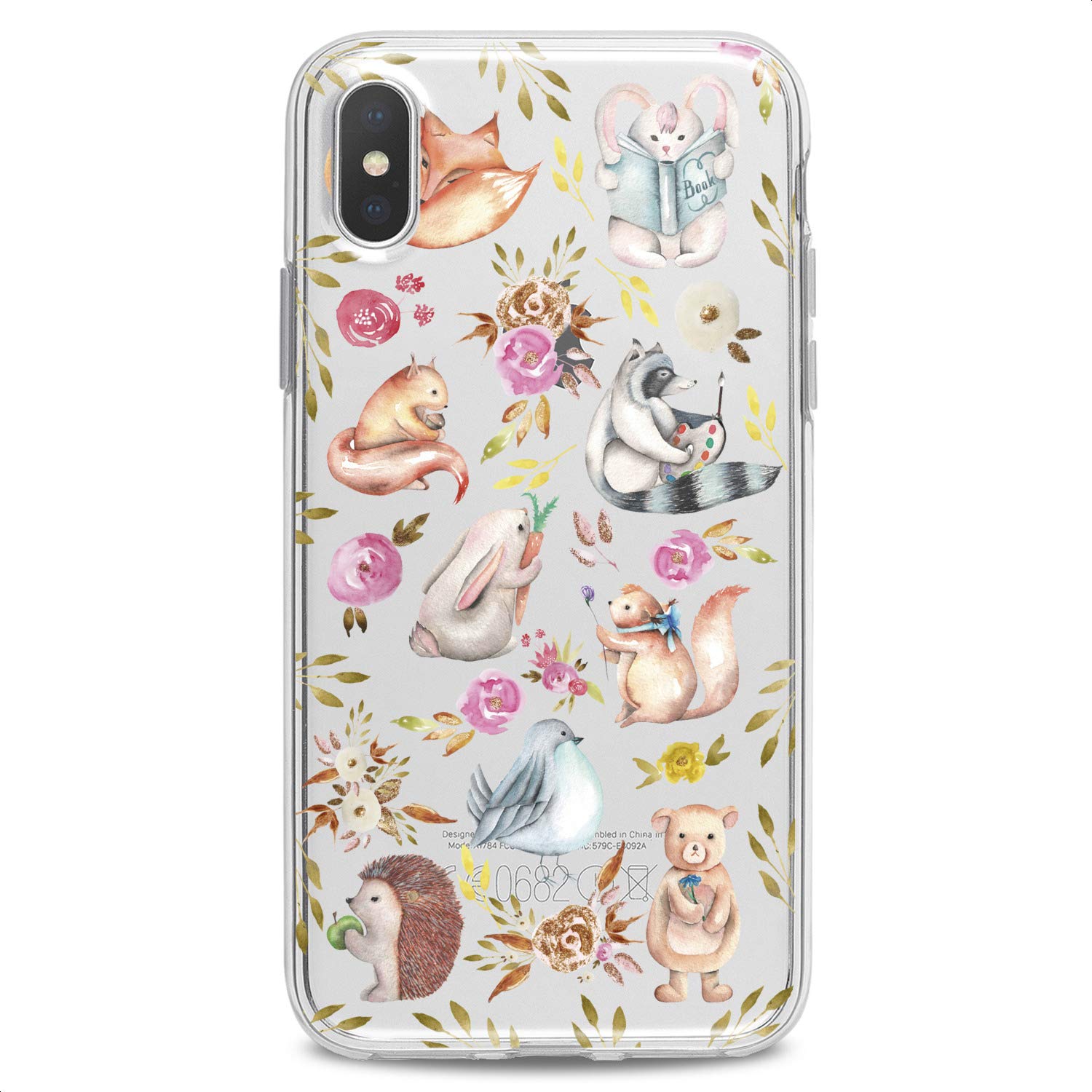 Premium Slim Clear TPU Phone Case for iPhone 16/15/14/13/12/11 Pro Max/Plus/Mini/XS/XR/X/8+/7/6/5/SE - Cute Bunny Fox Animal Flower Design for Women Girls Kids - Flexible Shockproof Silicone Protective Cover for Daily Use, School & Work