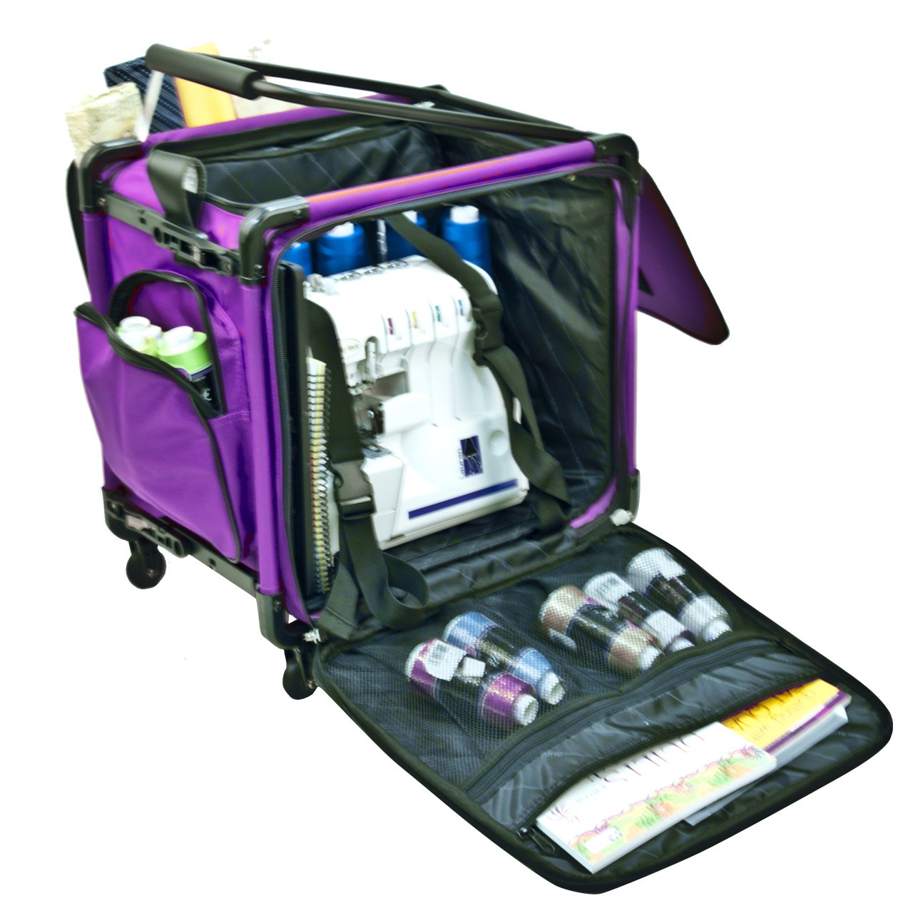 Tutto Serger Tote on Wheels - 17 Inch Purple Rolling Sewing Machine Bag | Perfect for Quilting, Craft Fairs & Sewing Classes