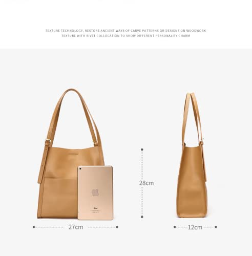 Genuine Leather Bucket Bag for Women - Stylish Tote & Shoulder Purse for Daily Use