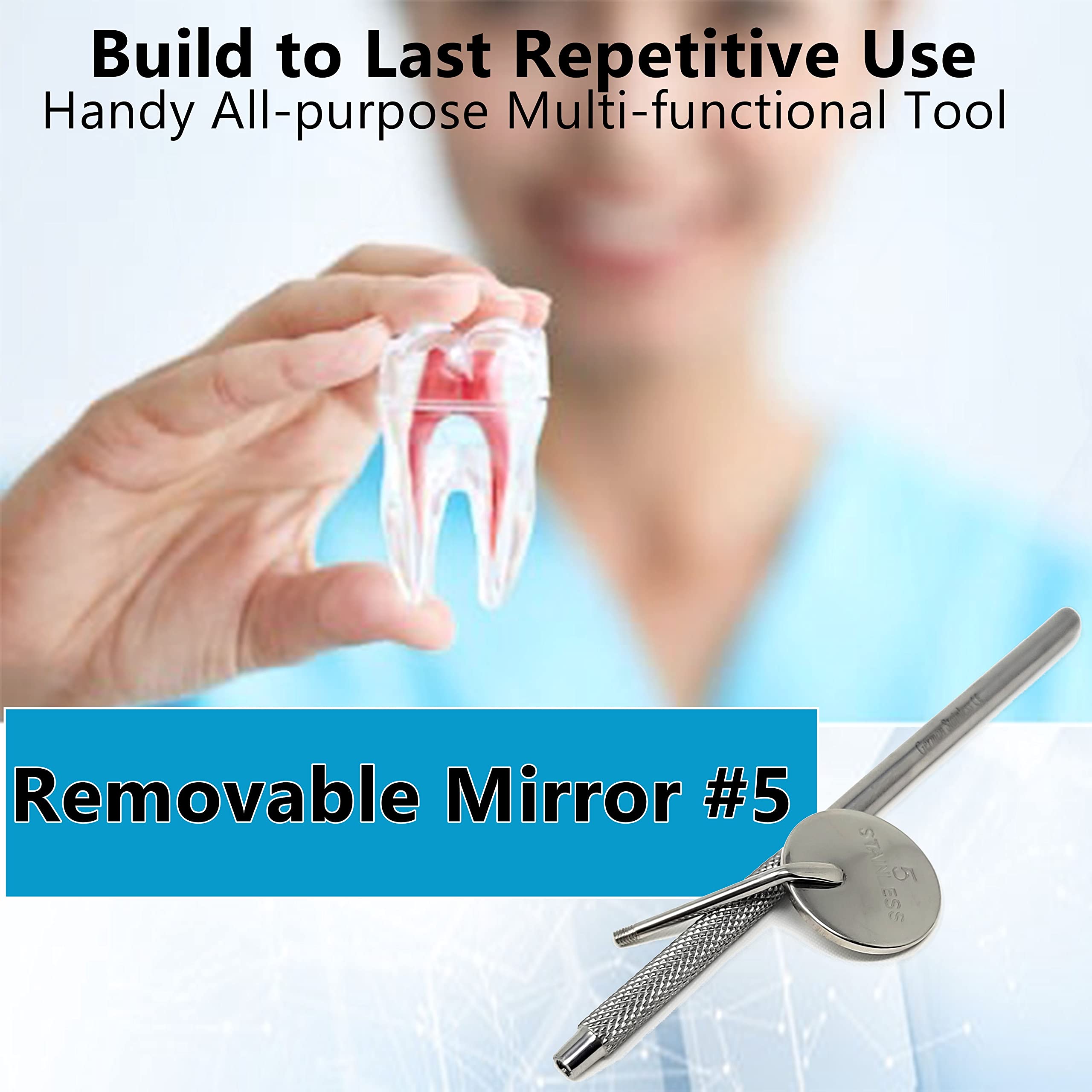 Dental Mouth Mirror #5 - Stainless Steel Handle, Cone Socket, 6.5