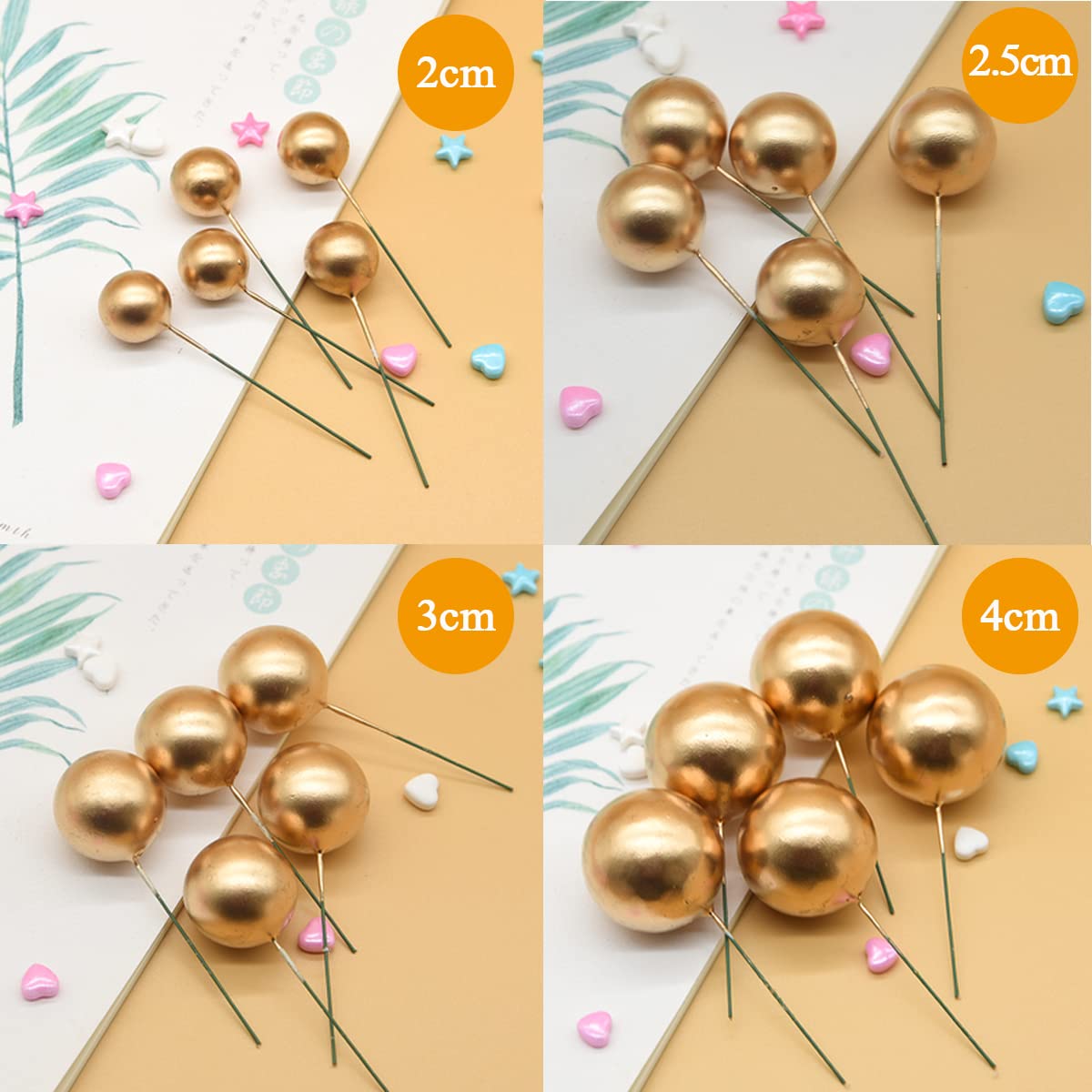 25 Pcs Pearl Foam Ball Cake Toppers - Ball Shaped Cake Insert Decorations for DIY Cupcakes, Birthday Parties, Christmas, Weddings, Anniversaries & Baby Showers | Perfect for Cake Decorating and Sweet Table Displays