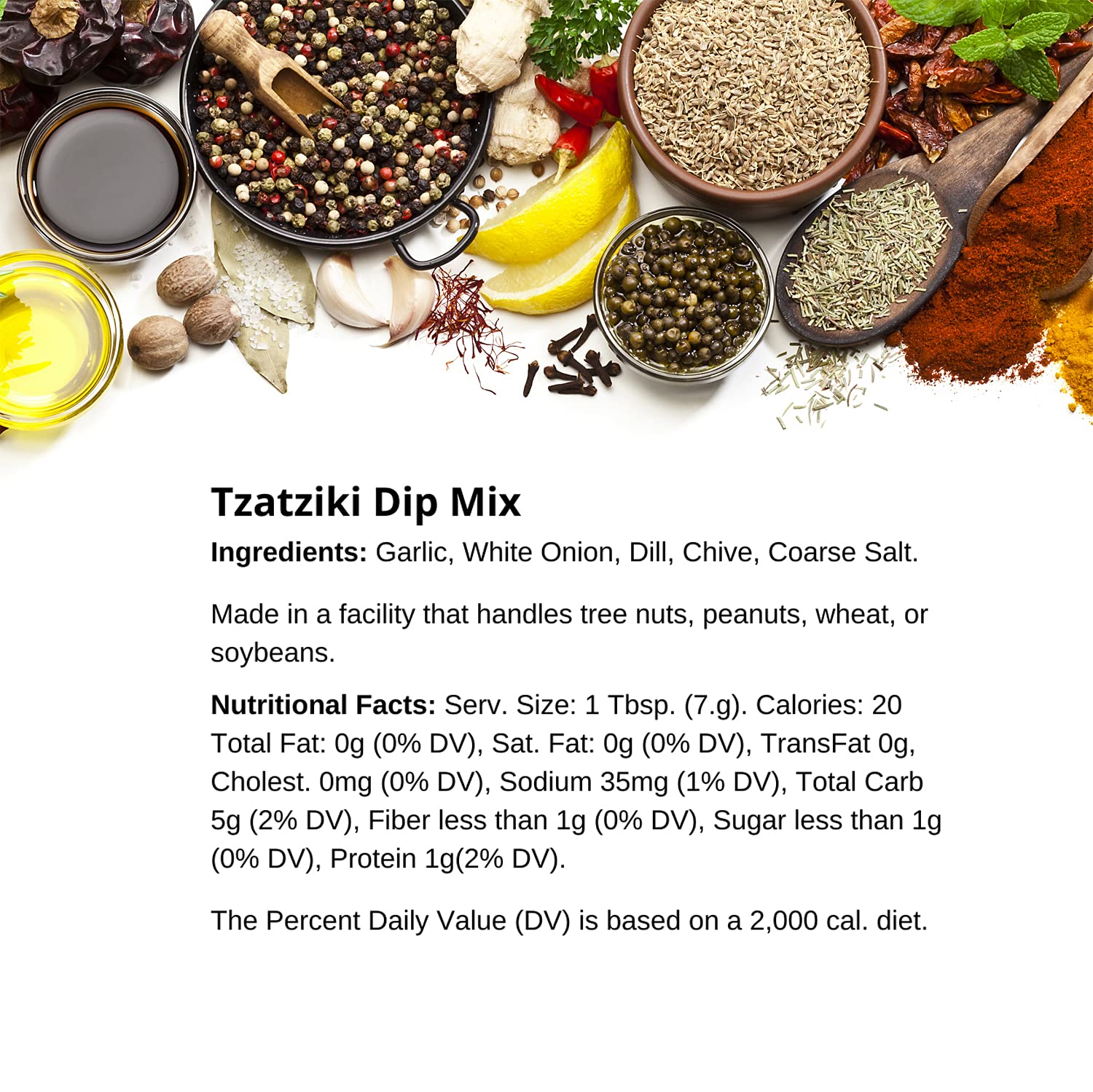 Premium Tzatziki Dip Mix by Spice + Leaf - Vegan, Kosher, No Preservatives Spice Blend for Dips, Fish & Chicken Salad (2.2 oz) - Perfect for Parties, Mediterranean Meals & Healthy Snacking