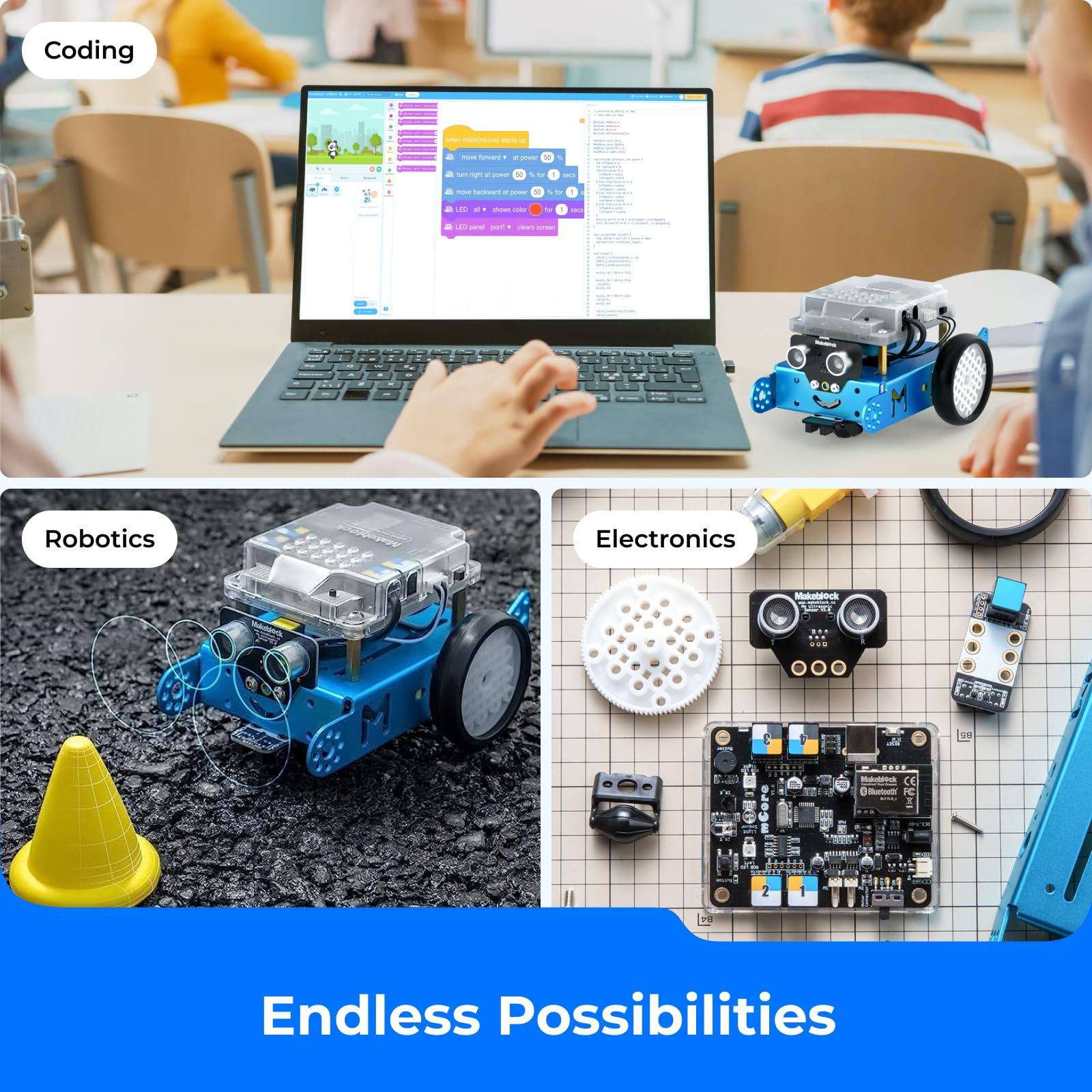 Makeblock mBot Robot Kit - STEM Coding Robot for Kids Ages 8-12 | Learn Scratch & Arduino Programming with 4 Educational Projects | Perfect Gift for Boys & Girls | School STEM Projects, Home Learning & Coding Competitions