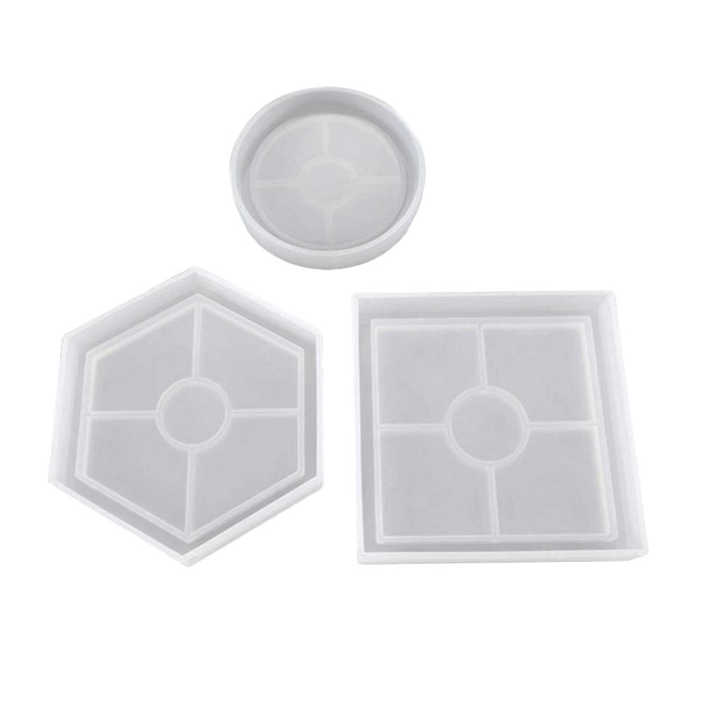 Milisten 3-Piece Silicone Resin Molds Set - Coaster & Bookmark Shapes for DIY Epoxy Crafts, Soap Making, Candle Making - Reusable Food-Grade Silicone Molds for Gummy, Chocolate & Candy Making - Perfect for Home Decor & Handmade Gifts (White)