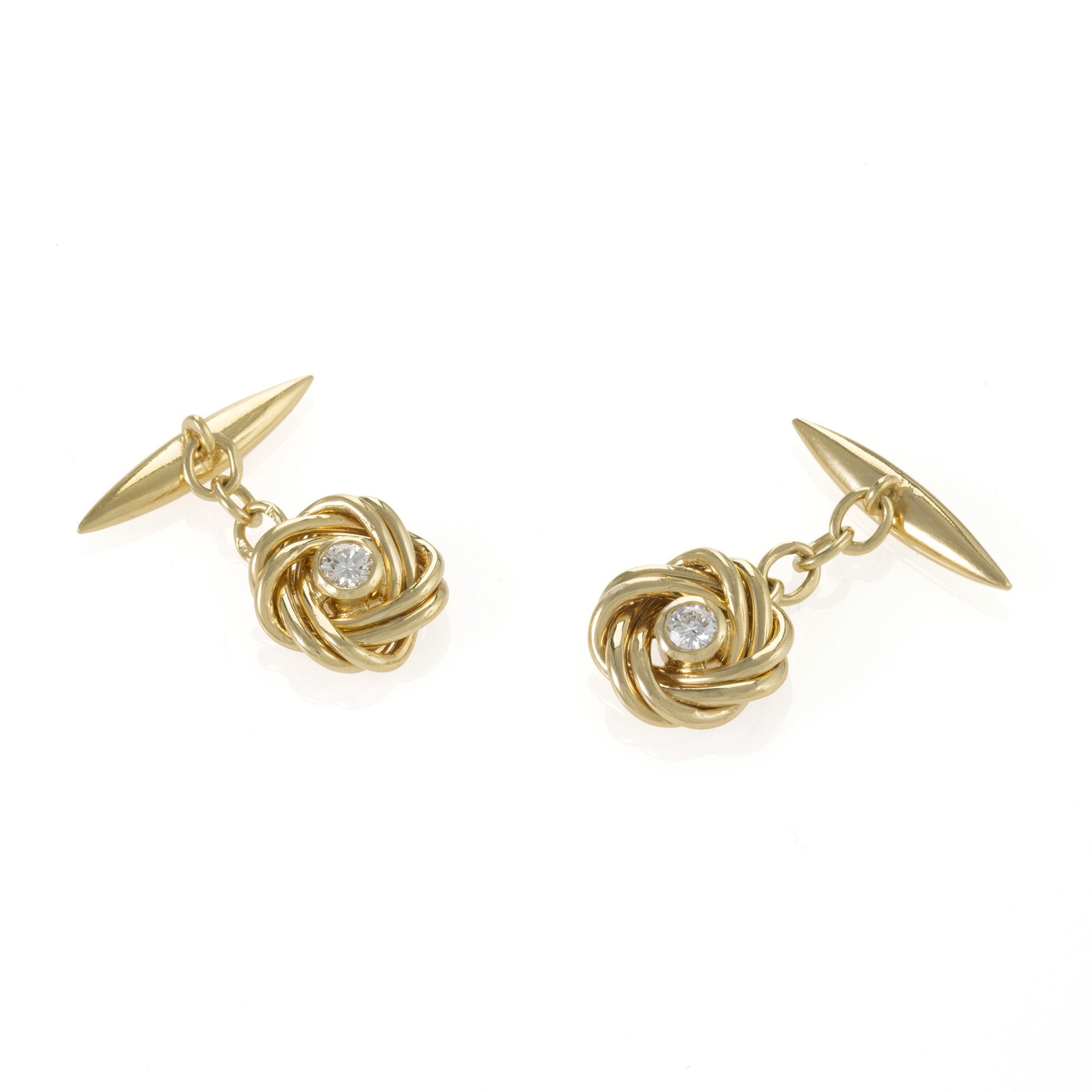 Elegant Gold and Diamond Sailor's Knot Cufflinks for Men - Perfect for Weddings, Formal Events & Gifts