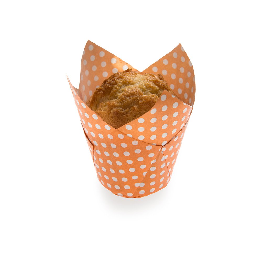 Restaurantware Panificio 1.7oz Round Paper Baking Cups - 200 Count Polka Dot Printed Disposable Cupcake Liners | Heat Resistant Up to 425°F | Perfect for Eclairs, Cupcakes, Muffins & Party Desserts