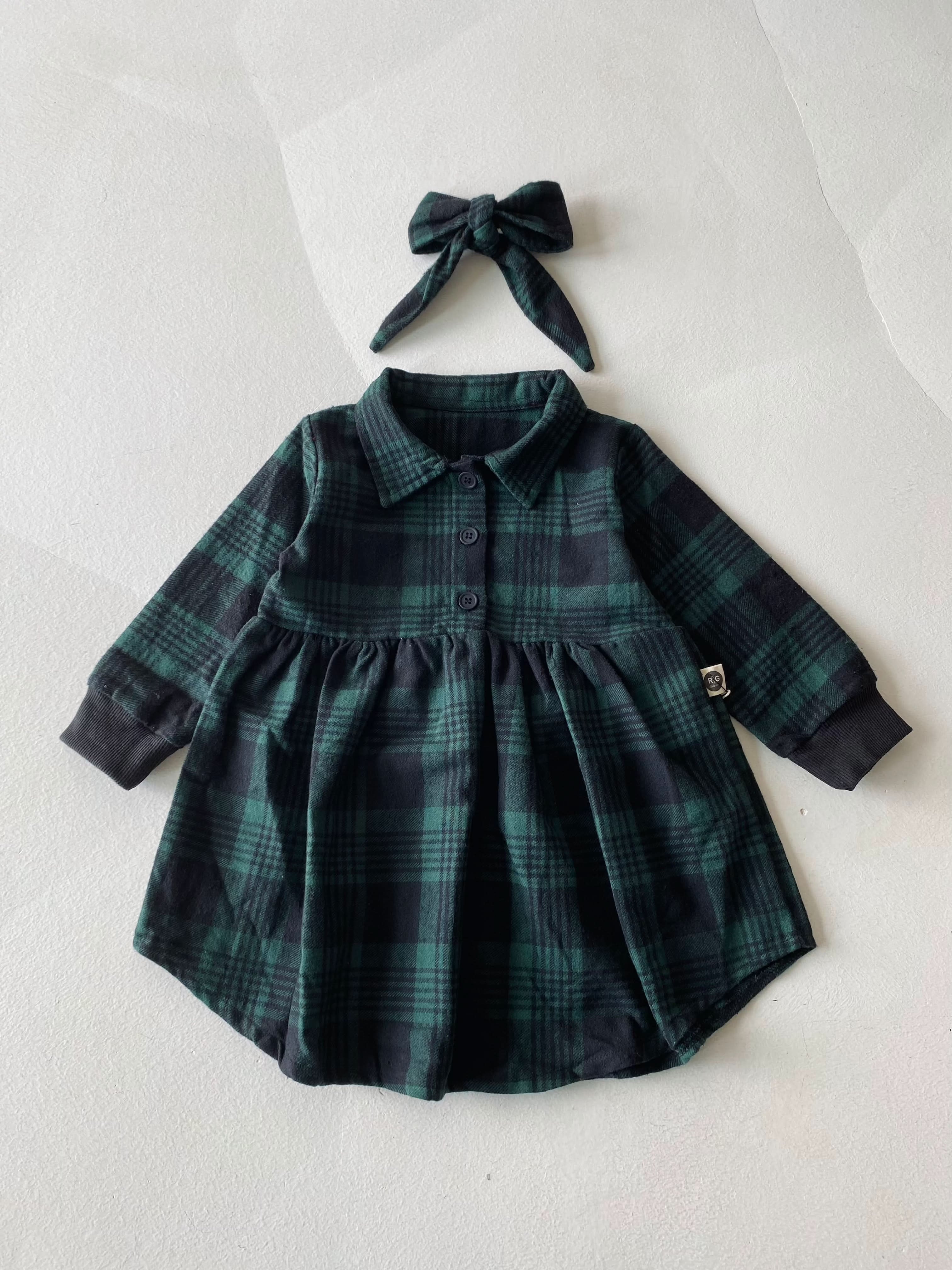 Baby Button-Up Lumberjack Dress & Headband Set - Adorable Plaid Outfit for Girls, Toddler Photo Shoot & Special Occasions