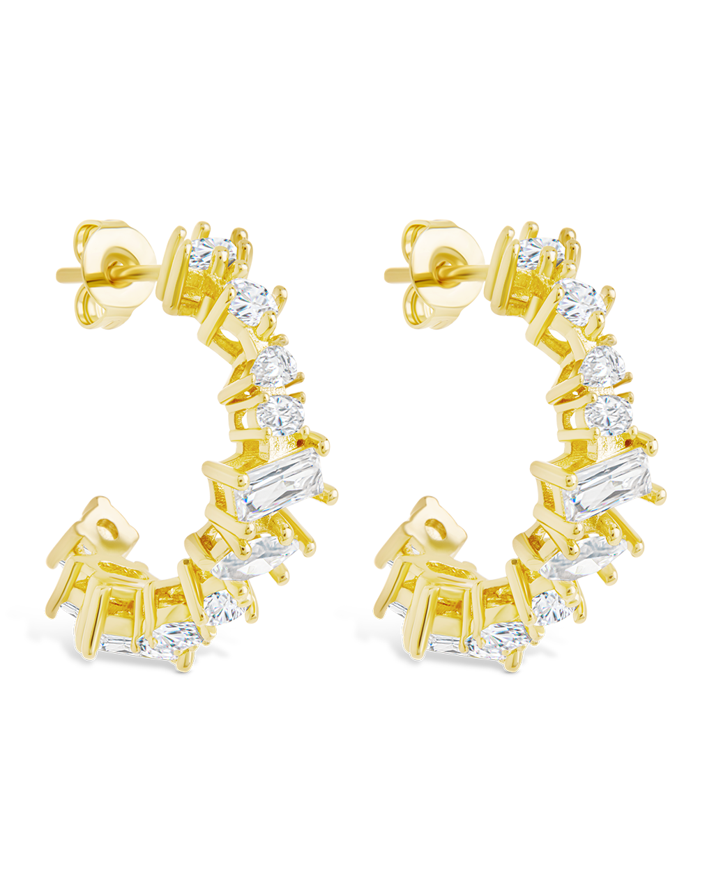 Keziah Geo Cut CZ Hoops - Stylish Cubic Zirconia Earrings for Women | Perfect for Parties, Weddings & Everyday Wear