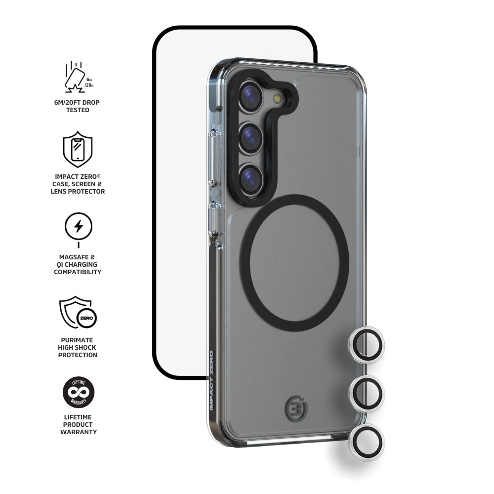 Impact Zero® Premium Protective Case with Screen & Lens Protector for Samsung Galaxy S24/S24+/S24 Ultra - Shockproof & Scratch-Resistant Bundle for Everyday Use & Outdoor Activities