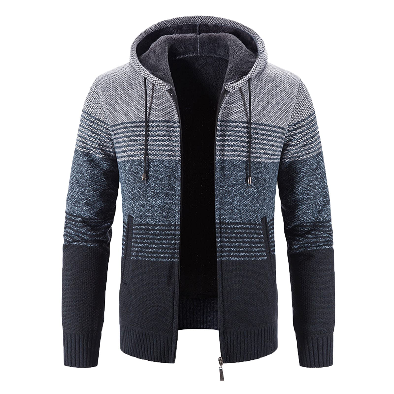 Men's Cargo Work Jacket - Winter Warm Zip-Up Cardigan Coat with Stand Collar & Block Print | Casual Outerwear for Work, Hiking & Outdoor Activities