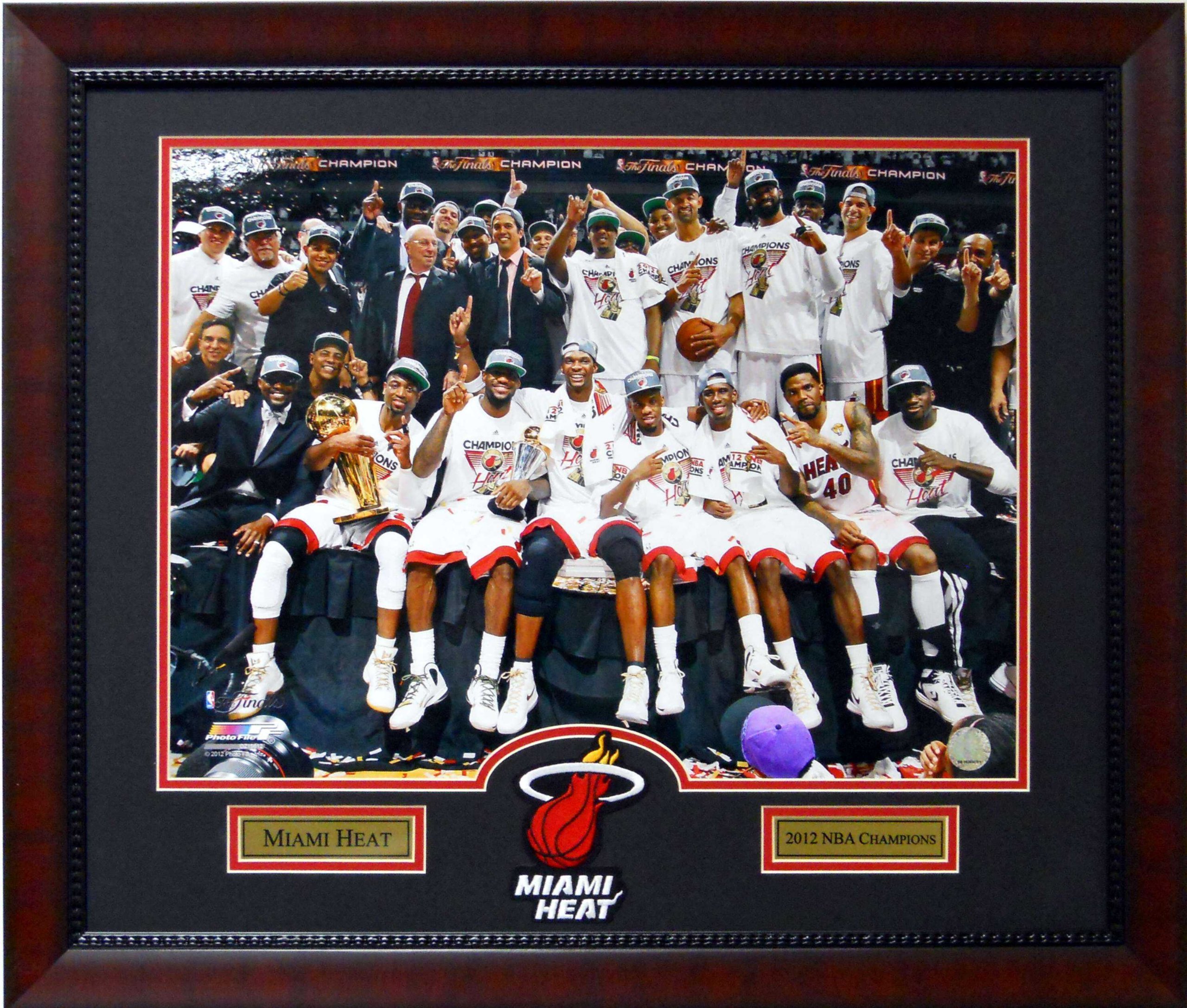 Framed Deluxe Miami Heat NBA Champions Basketball Display - Premium Collectible Memorabilia for Sports Fans, Home & Office Decor