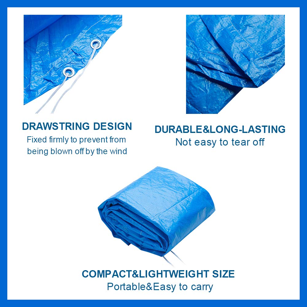 Heavy-Duty Blue Rectangular Pool Cover - Waterproof PE Material, Portable Protective Cover for Above Ground Swimming Pools - Perfect for Winter Protection, Debris Prevention & Safety