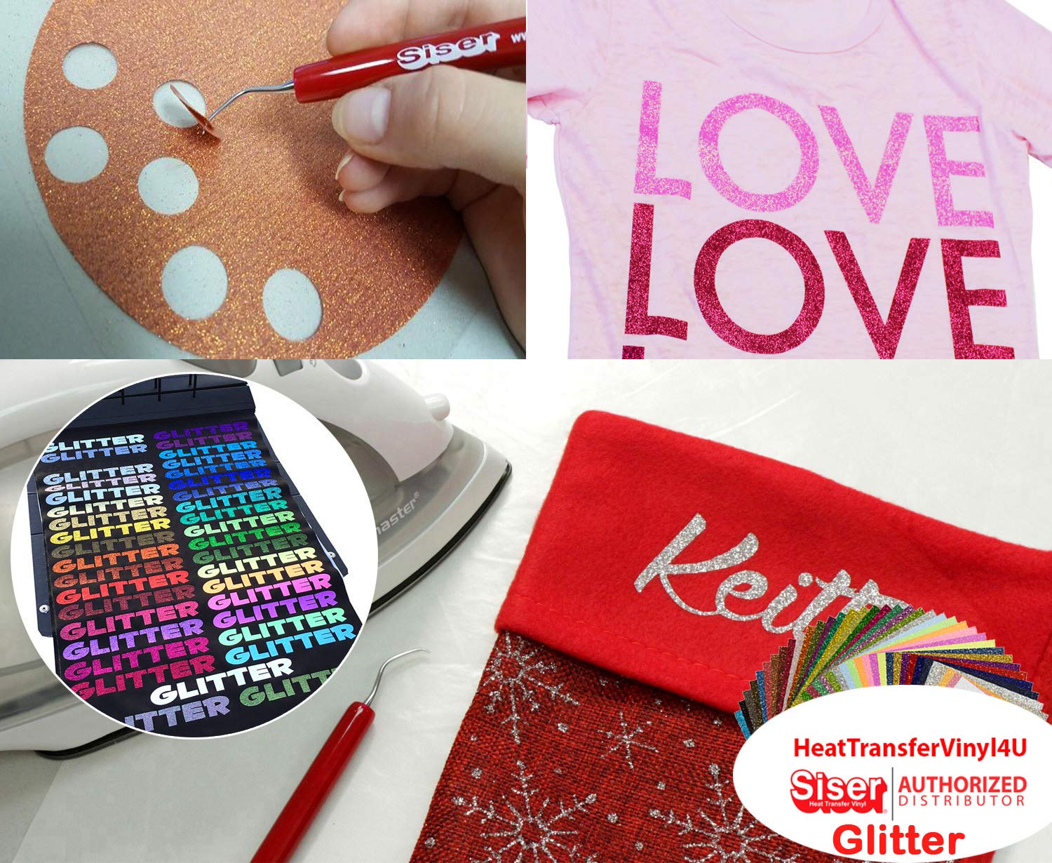 Siser Glitter Iron On Heat Transfer Vinyl Roll - 12 Inches x 25 Yards (11.8