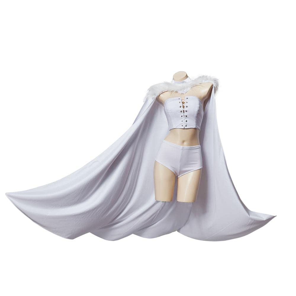 LoliMiss White Queen Emma Frost Cosplay Costume for Women - Elegant Queen Outfit with Detachable Cloak | Perfect for Halloween, Comic Con, Cosplay Parties & Themed Events