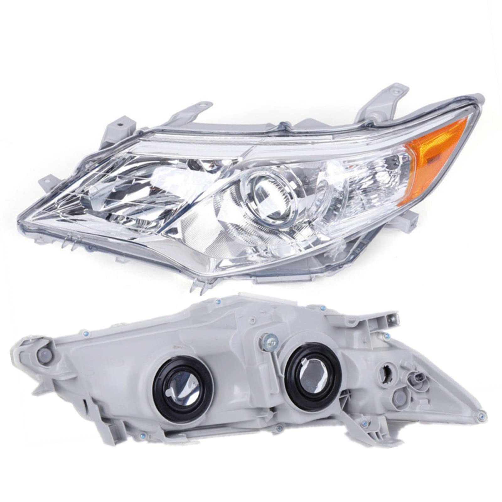 2012-2014 Toyota Camry Driver Side Headlight Assembly - Chrome Projector Headlamp Replacement (Part #8115006470, 8111006470) for Improved Night Visibility & Safety Driving